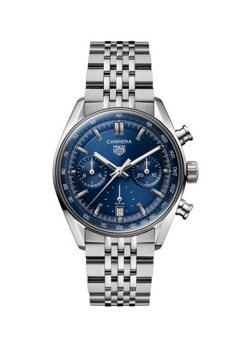 TAG Heuer Carrera Chronograph Glass Box Stainless Steel / Blue / Bracelet